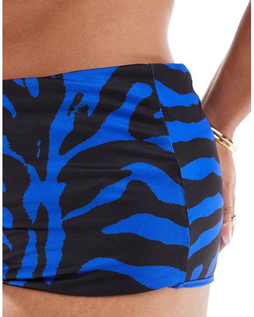 ASOS Blue Asos Design Curve Gloria High Waist Bikini Bottom