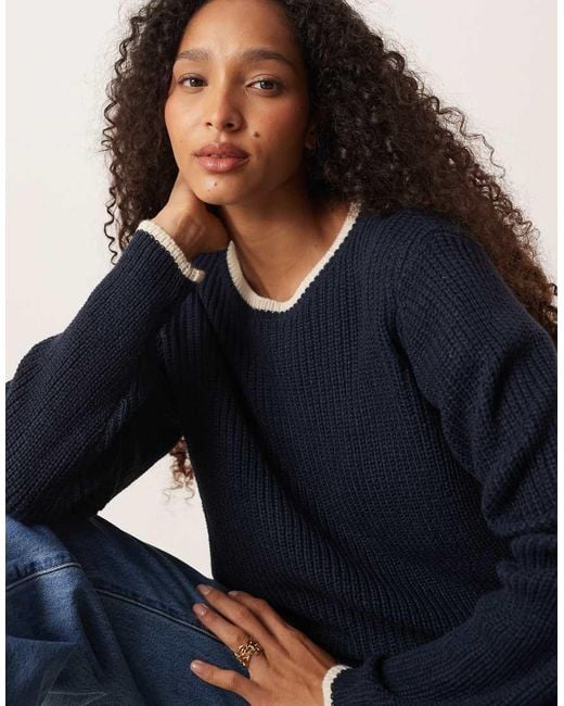 Jdy Blue Contrast Piping Jumper