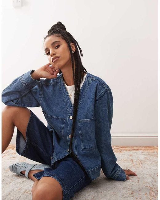 Reclaimed Vintage Blue Denim Baseball Shirt