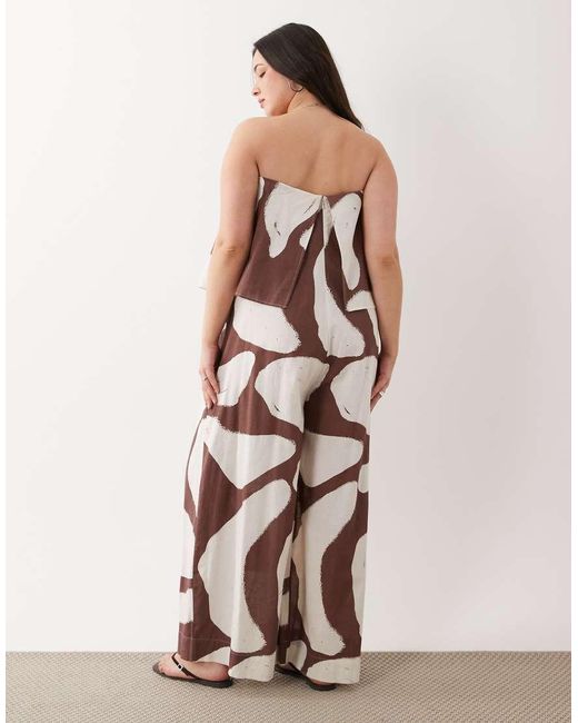 ASOS Brown Asos Design Curve Bandeau Double Layer Jumpsuit