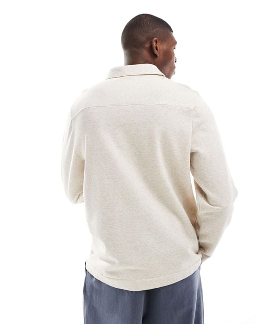 Sweat à col polo zippé avec écusson logo - sable Paul Smith pour homme en coloris White
