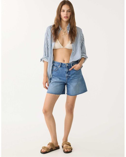 Stradivarius Blue – hemdbluse aus leinenmix