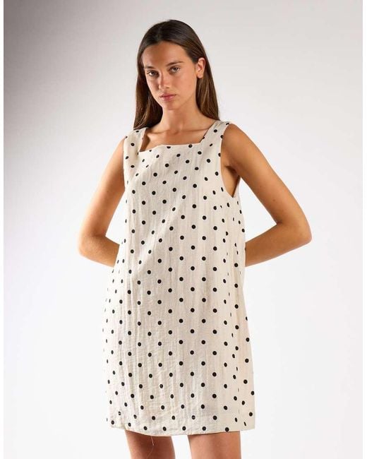 NARRATED White Sleeveless A Line Mini Dress