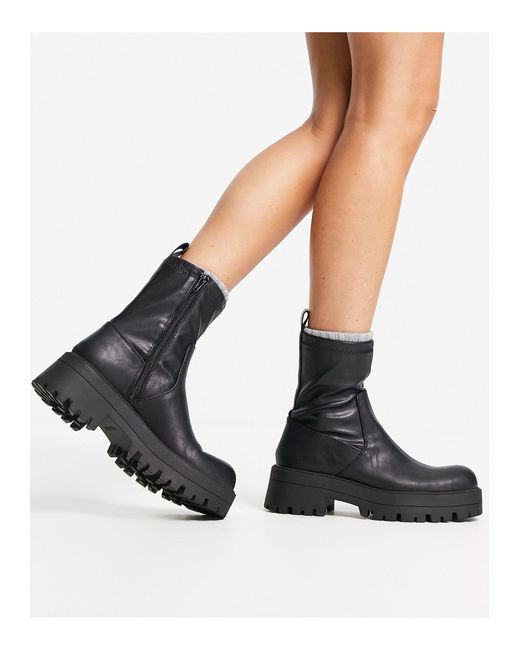 Pull&Bear Black Chunky Ankle Boots