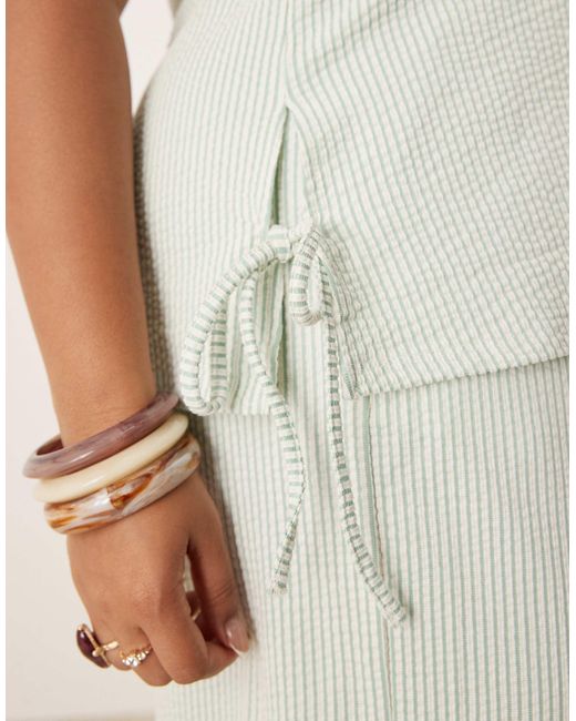 Vila Curve Natural Textured Stripe Sleevless Tie Side Top Co-ord