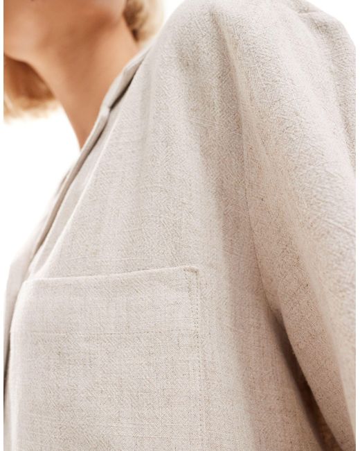 Weekday White – mira – kurzärmlige bluse aus leinenmix