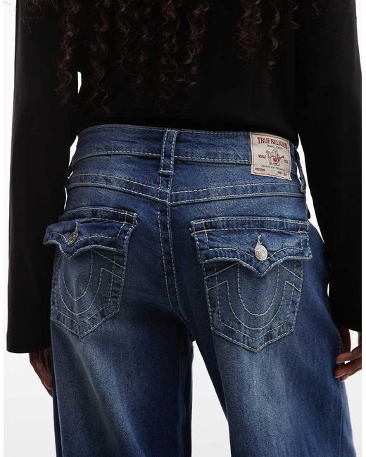 True Religion Blue Western Studded Bailey baggy Barrel Jeans