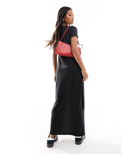 Vero Moda Black Knotted T-shirt Maxi Dress With Split