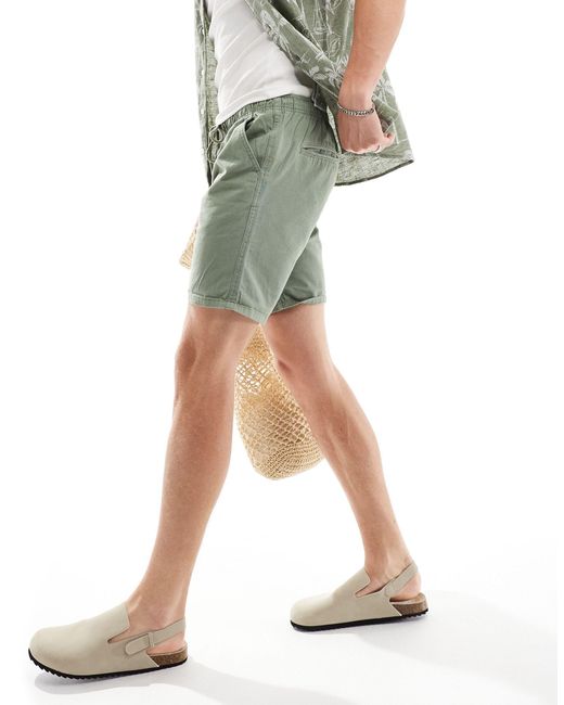 Brave Soul Green Cotton Chino Shorts for men