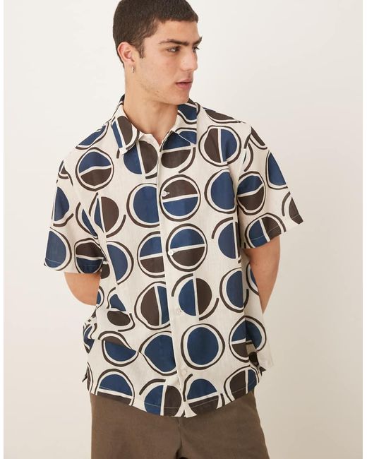 Camisa Y Azul Con Estampado Geométrico De Mango de hombre de color Blue