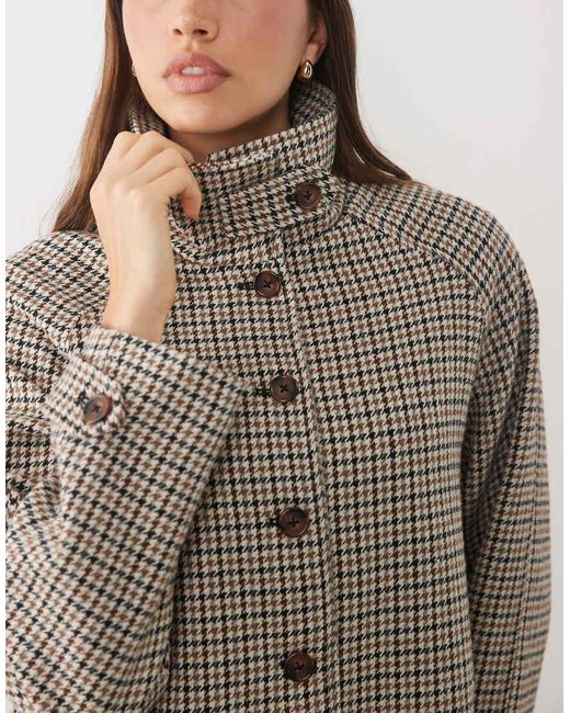 Threadbare Brown Faux Wool Funnel Neck Jacket