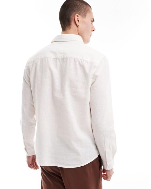 ASOS Wedding – elegantes leinenmix-hemd in White für Herren