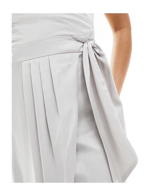 TFNC London White Bridesmaids One Shoulder Maxi Dress With Pleated Detail