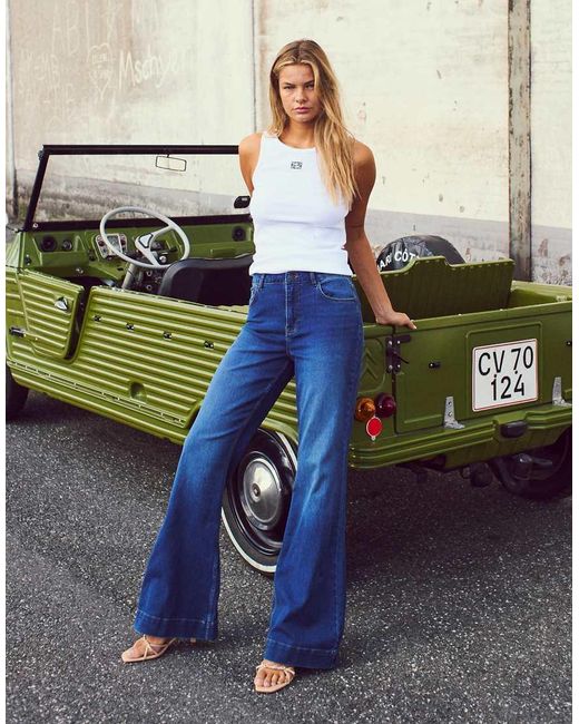 Noisy May Blue Rooxy High Rise Flares