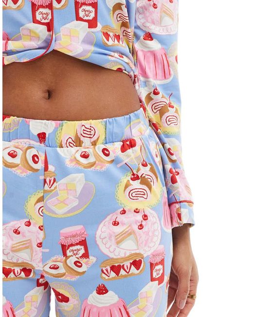 Chelsea Peers Polyester Pyjamaset Met Lange Mouwen En Reverskraag En Broek in het White