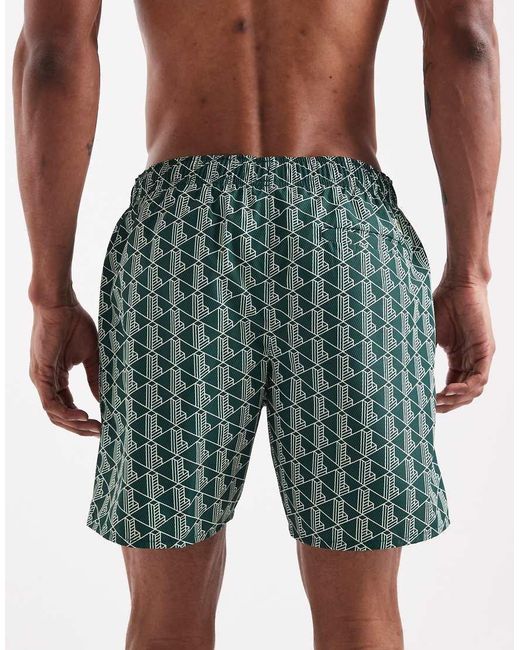 Lacoste Green Monogram Swim Shorts for men
