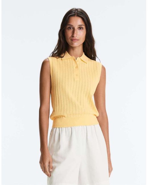 Oysho Yellow Sleeveless Open Knit Jumper