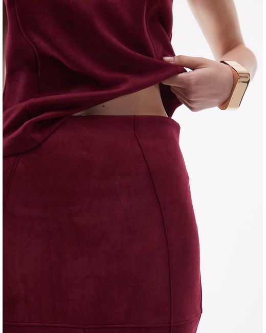 ASOS Red Suede Maxi Skirt With Front Split