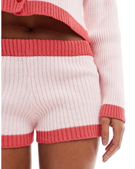 Mini-short d'ensemble rayé en maille - rouge et ASOS en coloris Red