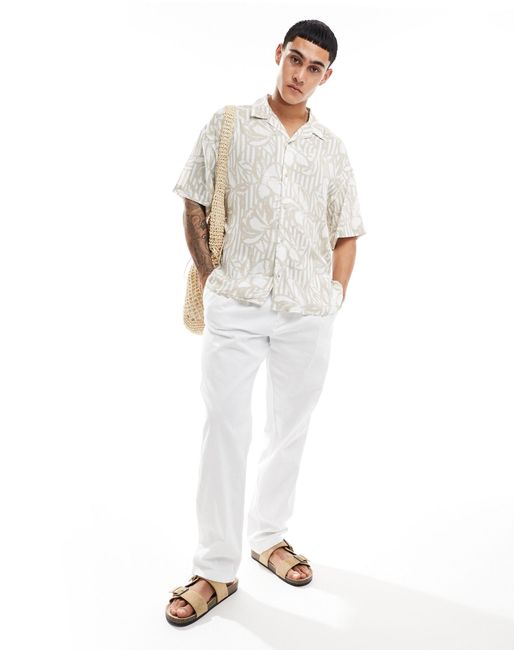 Chemise oversize à fleurs avec col à revers - beige ADPT pour homme en coloris White