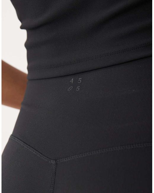 4505 Black Micro Rib 8" High Waist Legging Short