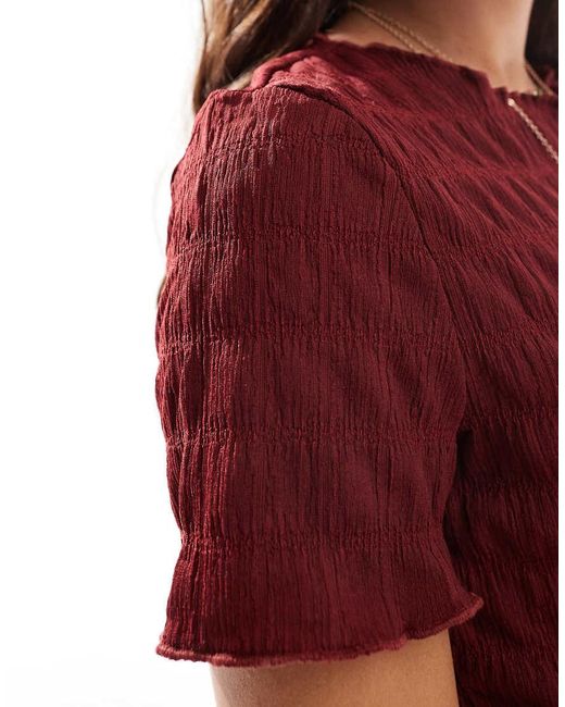 Vero Moda Red Textu Short Sleeve T-shirt