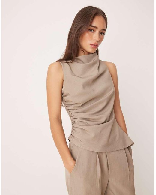 Pretty Lavish Natural Ruched Top