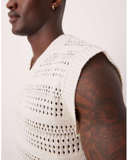 ASOS Ruimvallend Open Gebreid Vest in het Brown voor heren