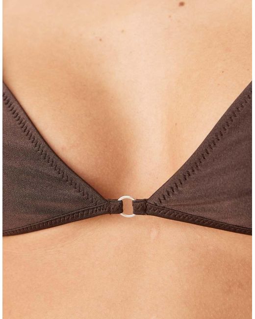 Top Bikini A Triangolo Color Bronzo Allacciato Sul Retro di Mango in Natural