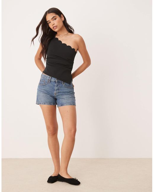 Y.A.S Blue Scallop Detail Premium Structured Jersey Top