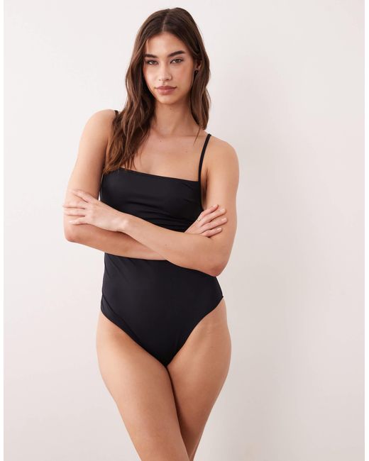 ARKET Black Square Neck Swimsuit
