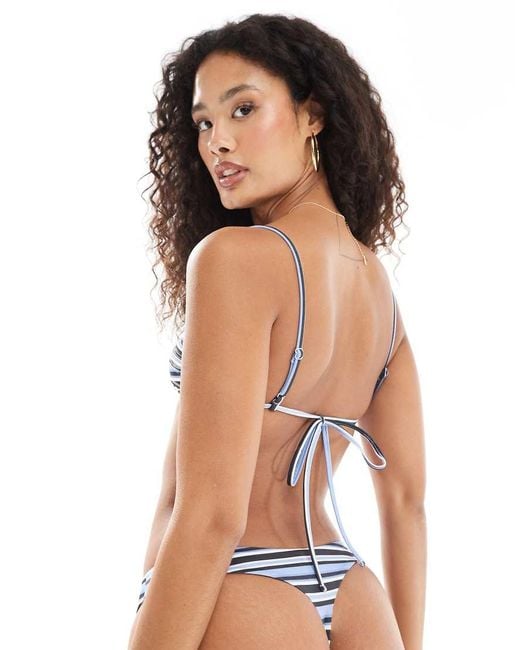 Monki Blue Thong Bikini Bottoms