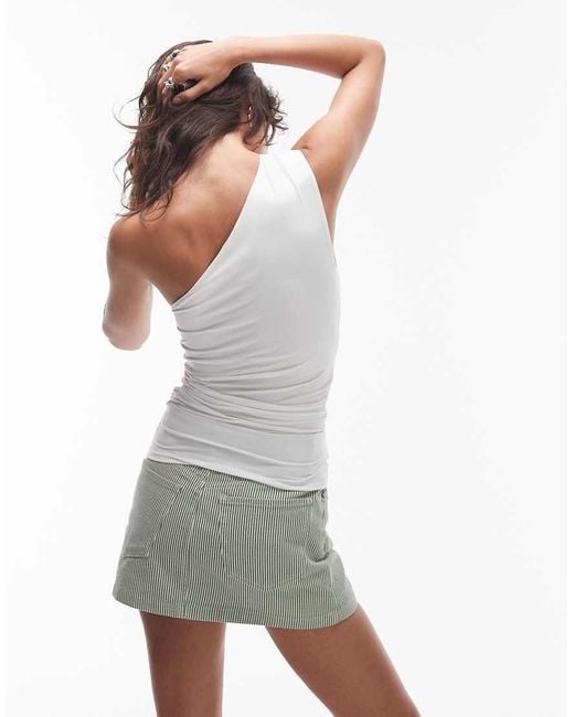 Top Monospalla Color Avorio Con Cut-Out di TOPSHOP in White