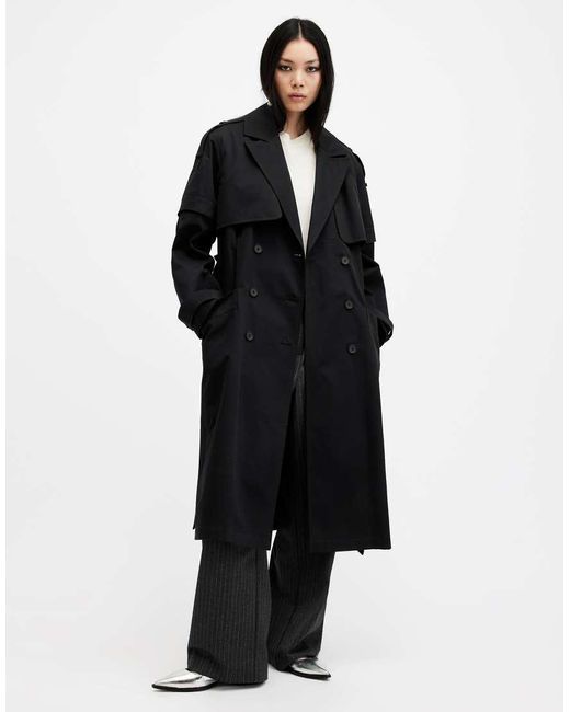 AllSaints Black Clyde Trench Coat