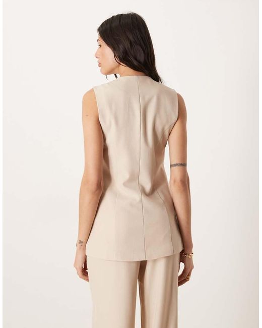 JDY Tall Natural Longline Button Through Waistcoat Co-ord