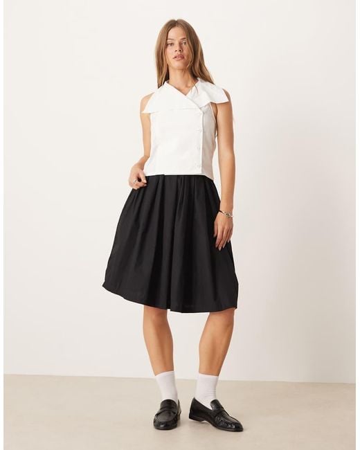 Motel White Zosia Asym Tailored Button Up Blouse