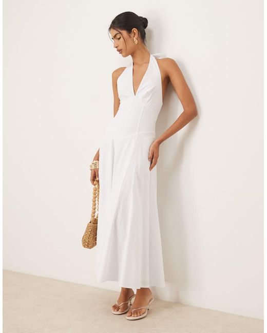 Vestito Lungo Stile Corsetto Allacciato Al Collo E Con Scollo Profondo di SNDY'S in Natural