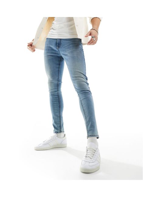 ASOS Blue Spray On Jeans With Power Stretch for men