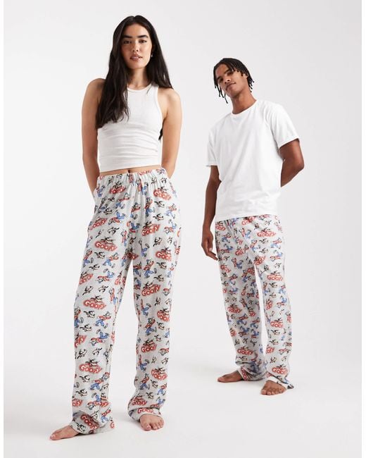 ASOS White Lounge Bottoms With Disney's Goofy Graphic