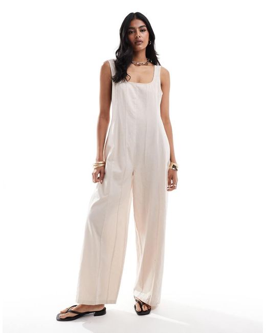 ASOS White Square Neck Seamed Tennis Jumpsuit