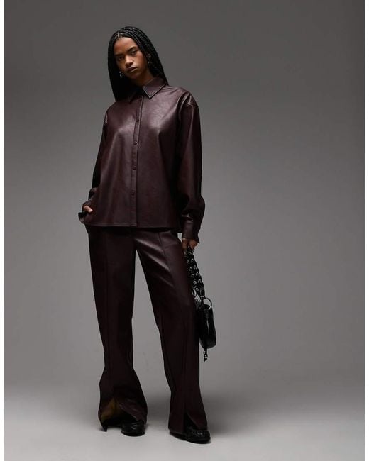 ASOS Black Oversized Faux Leather Shirt