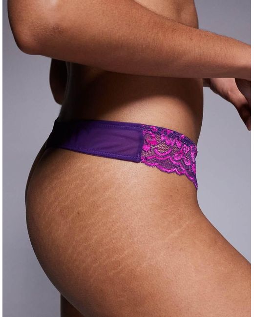 Ann Summers Purple Sexy Lace Two Tone Thong