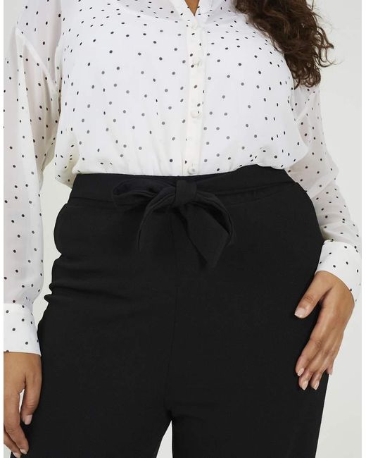 Brave Soul Black Curve Bootcut Trousers With Tie Belt