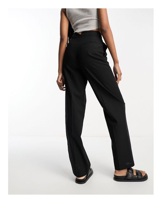 ASOS Asos Design Tall Linen Tapered Mom Trouser in Black | Lyst