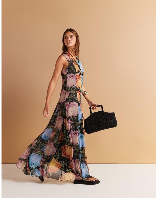 ASOS Natural Spliced Maxi Dress With Godet Hem