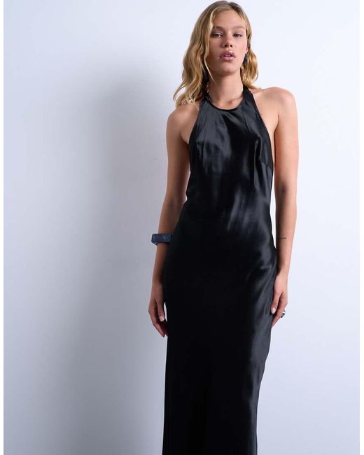 TOPSHOP Blue Halter Maxi Dress