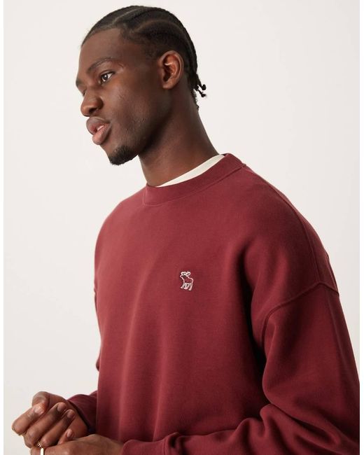 Abercrombie & Fitch Red Elevated Icon Crew Sweatshirt for men