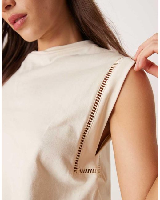 Mango White Loose Fit T-shirt With Cut Out Trim Detail