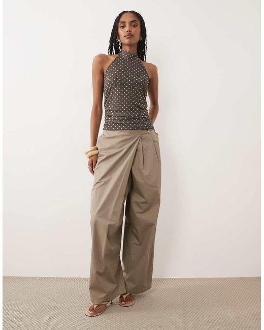 New Look Gray Polka Dot Halter Top