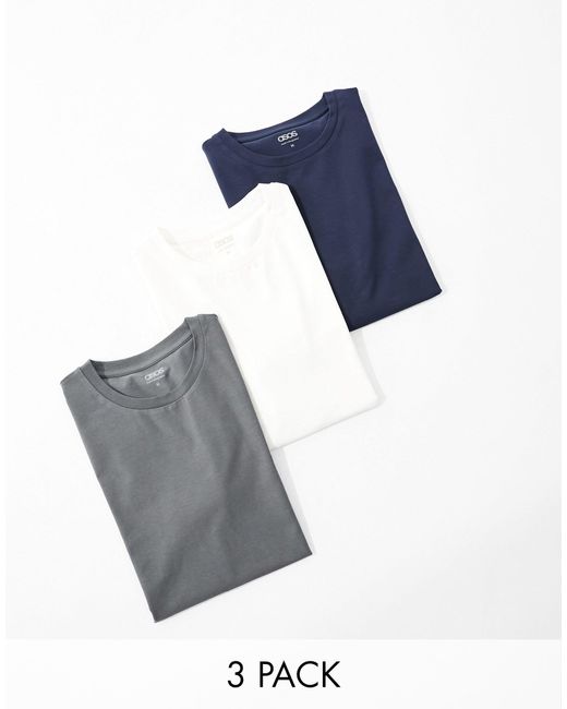 ASOS Blue 3 Pack Muscle Fit T-shirts for men